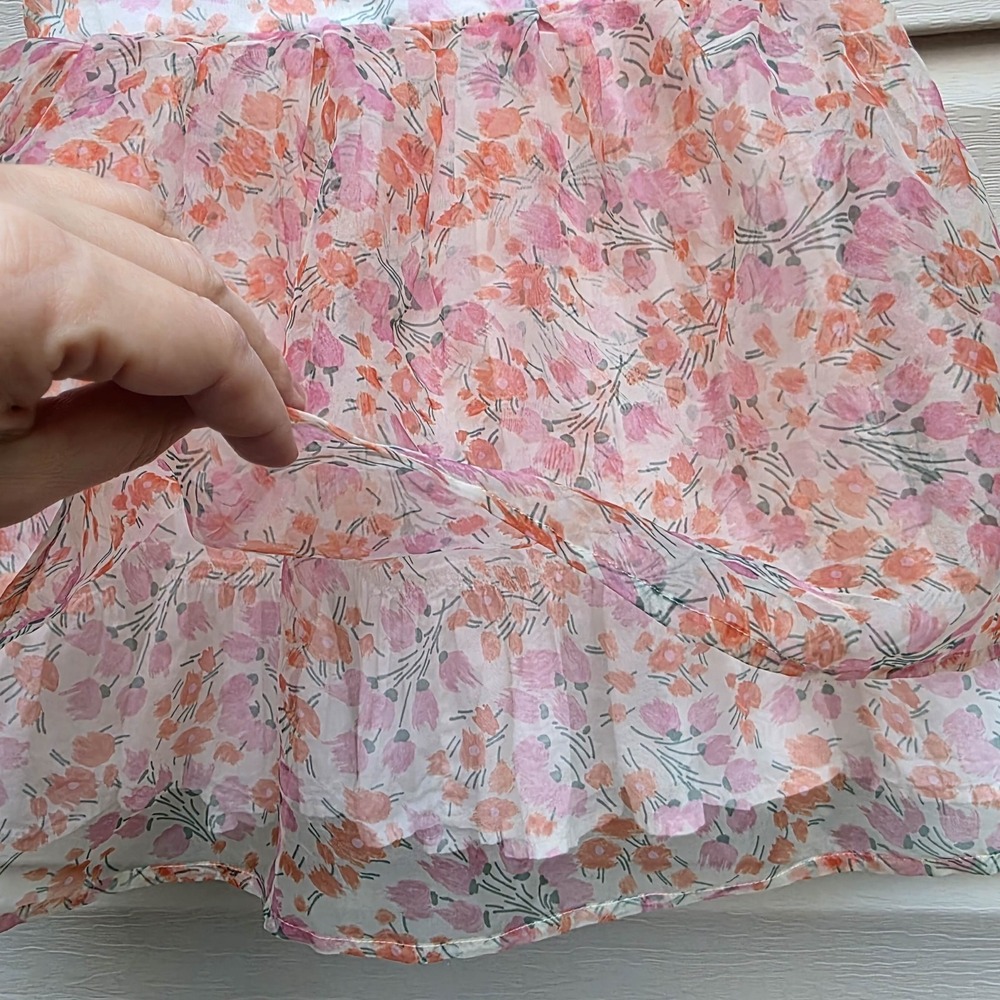 Juicy Couture Girls 6/7 Peach Pink Floral Dress Tulle Overlay Whimsical Party - Picture 3 of 10
